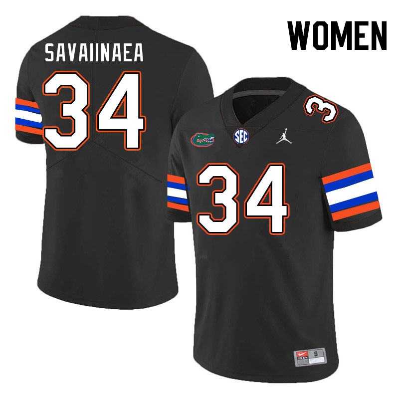 Women #34 Andrew Savaiinaea Florida Gators College Football Jerseys Stitched-Black